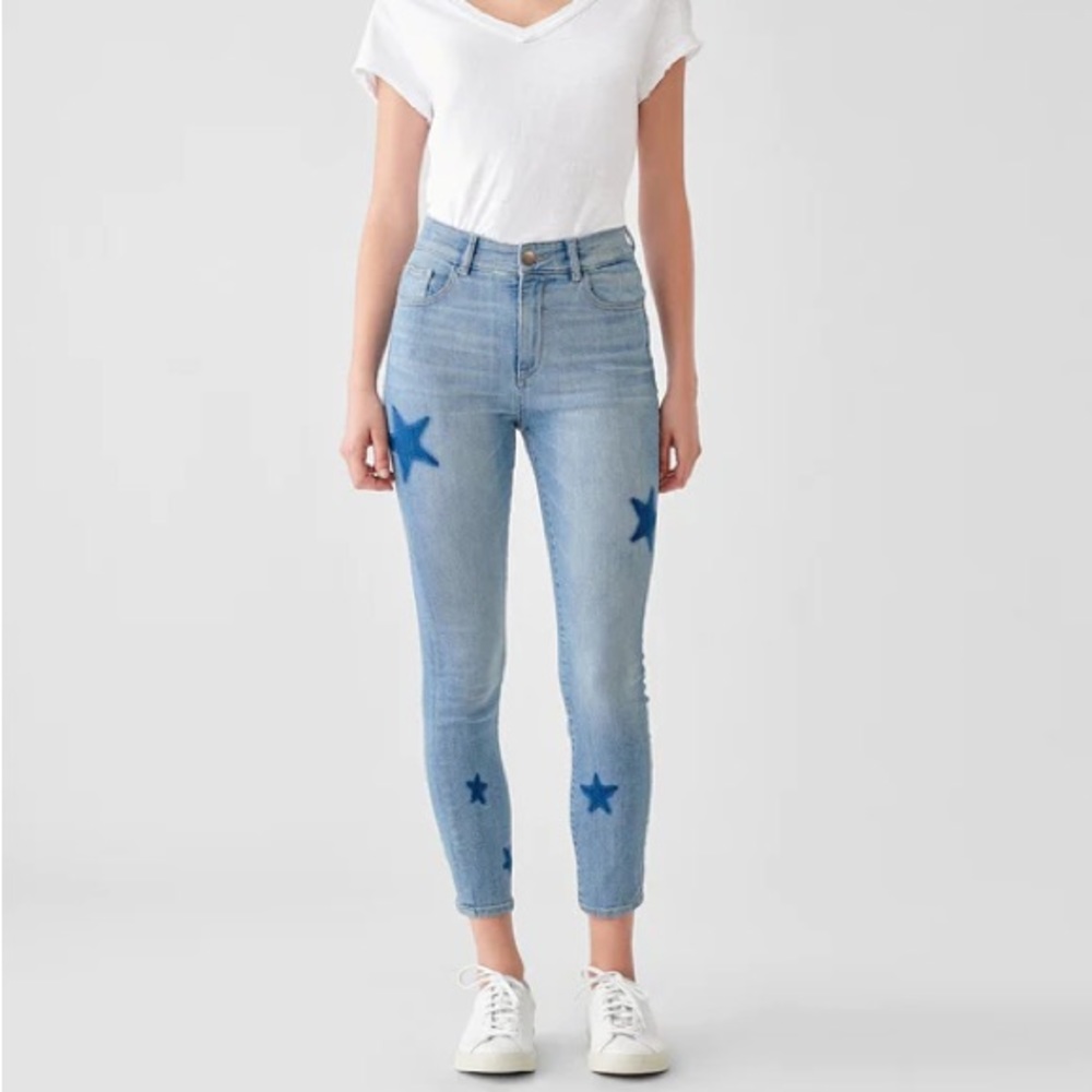 DL1961 Florence Crop Mid Rise Instasculpt Skinny Star Jeans